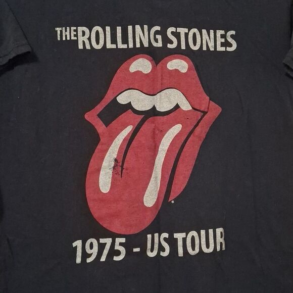 THE ROLLING STONES 1975-US TOUR T-SHIRT BLACK 100% COTTON SIZE XL MENS - Picture 3 of 5